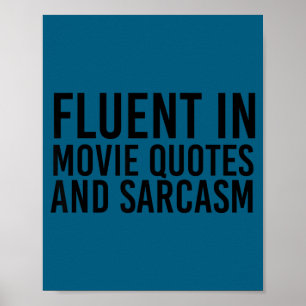 Poster Citações de Filmes Fluentes e Camiseta de Sarcasmo