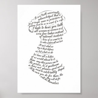 Poster Citações de Jane Austen Calligram