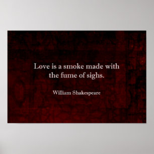 Pôster Citações do AMOR de William Shakespeare Romeo e de