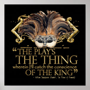 Poster Citações do jogo de Hamlet (versão Dourado)