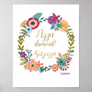 Pôster Citações douradas da Menina-Pizza