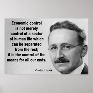 Poster Citações econômicas do controle de Hayek