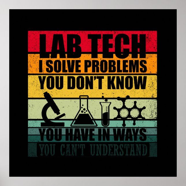 Poster Citações engraçadas de técnicos de laboratório hum (Frente)