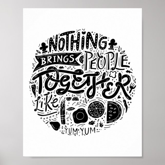 Poster Citações familiares, citações Comidas, Wall Décor (Frente)