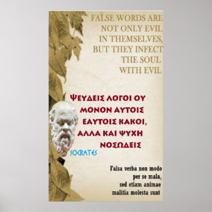 Poster Citações famosas de Socrates - palavras falsas
