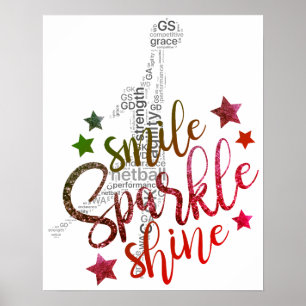 Poster Citações inspiradas coloridas do Netball do GS