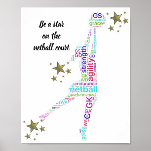 Pôster Citações inspiradores da estrela do Netball