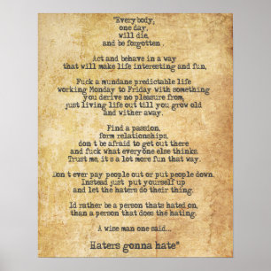 Poster Citações inspiradores de Zyzz sobre a vida