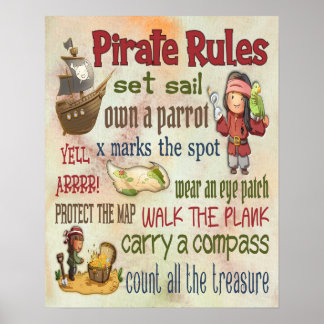 Poster Citações Motivacionais de Regras de Pirata - Poste