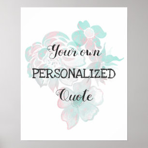 Poster Citações personalizadas flores da aguarela