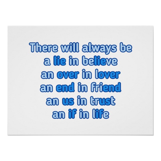 Pôster citações sobre amor, vida e amizade (Frente)