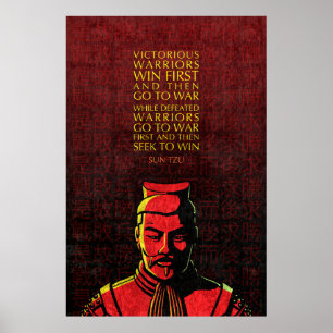 Poster Citando Sun Tzu: Guerreiros vitoriosos e derrotado