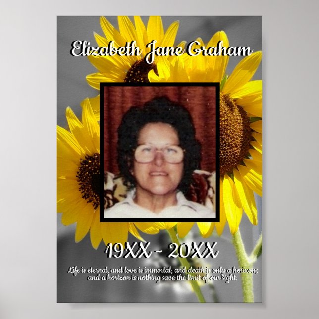 Poster Citando Sunflower Background Photo Memorial (Frente)