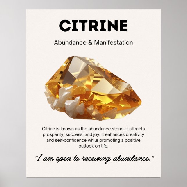 Poster Citrina Stone Crystal Significa (Frente)