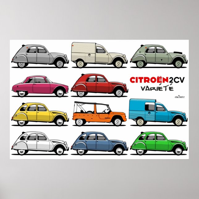 Poster Citroën 2CV variedade (Frente)