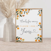 Citrus Baby Shower Thanks For Coming Favor Sign