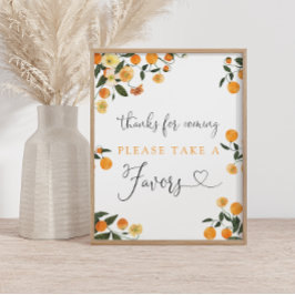 Poster Citrus Baby Shower Thanks For Coming Favor Sign