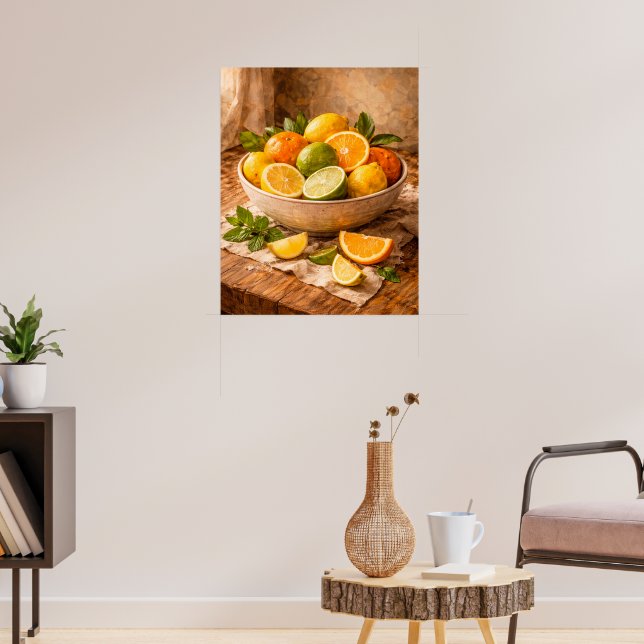 Poster Citrus Bowl Still Life a Warm Rustic Kitchen (Sala de Estar 3)
