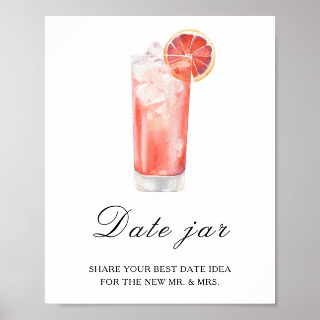 Poster Citrus cocktail bridal shower - date night ideas (Frente)