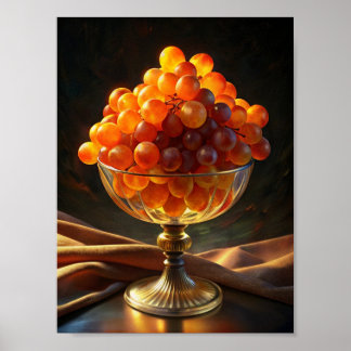 Poster "Citrus Delight: Orange Grapes on Black".