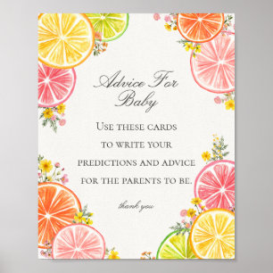 Poster Citrus Floral Little Cutie Advice para Jogo de Beb