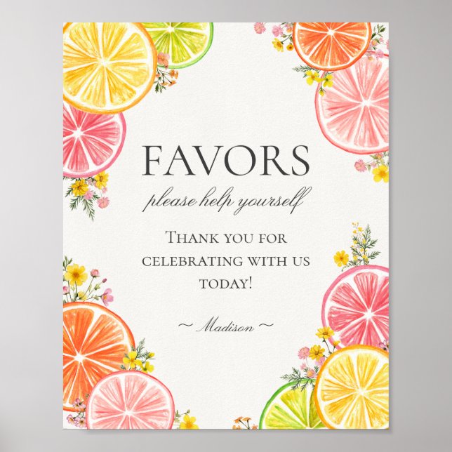 Poster Citrus Floral Little Cutie Favor Sinal (Frente)