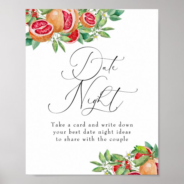 Poster Citrus Greenery | Data Noite | Sinal de Chá de pan (Frente)