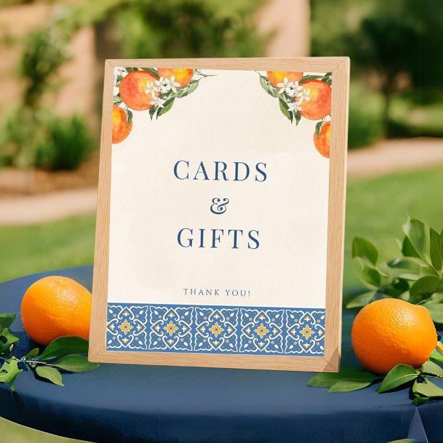 Poster Citrus Italiana Blue Azulejo Cards Gifts Sinal Pos (Citrus Italian Blue Tiles Cards Gifts Sign Poster)