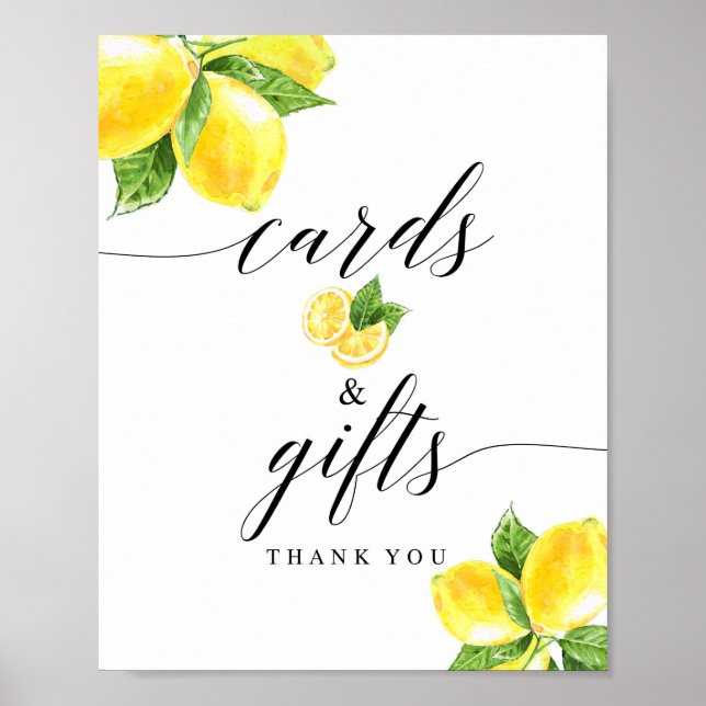 Poster Citrus Lemon Cards and Gifts Sign 8x10" (Frente)
