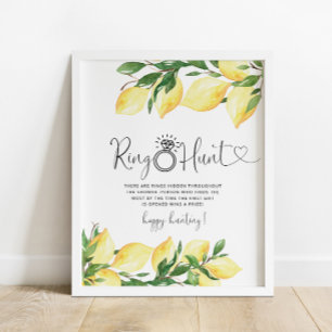 Poster Citrus Lemon Floral Ring Hunt Chá de panela