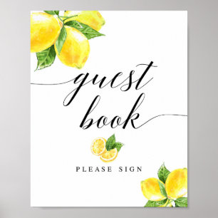 Poster Citrus Lemon Guest Book Sinal 8x10"