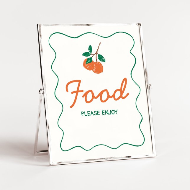Poster Citrus Little Cutie Chá de fraldas Moderna (Citrus Little Cutie Baby Shower Food Sign)