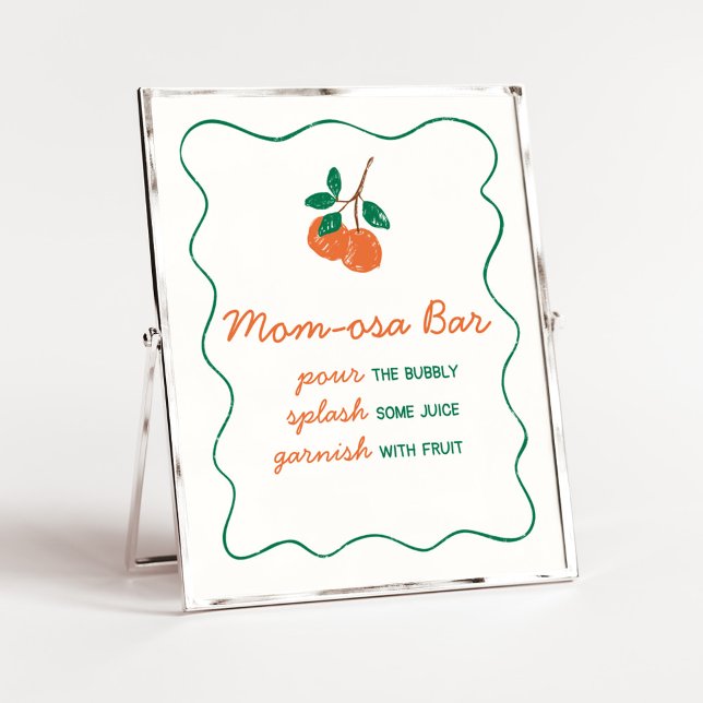 Poster Citrus Little Cutin Modern Chá de fraldas Mãe Osa  (Citrus Little Cutie Baby Shower Mom Osa Bar Sign)