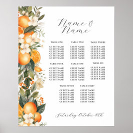 Poster Citrus Mesa 8 Seating Wedding Floral Orange