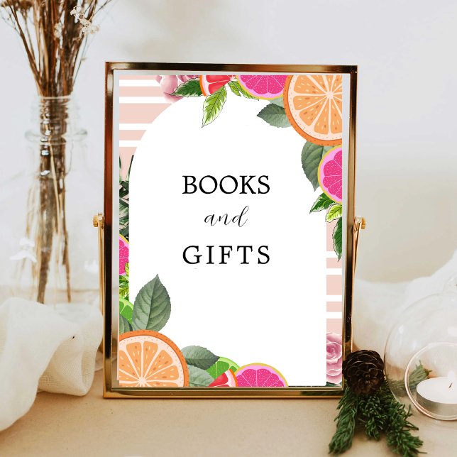 Poster Citrus Orange Greenery Cutie Books & Gifts Sinal (Criador carregado)
