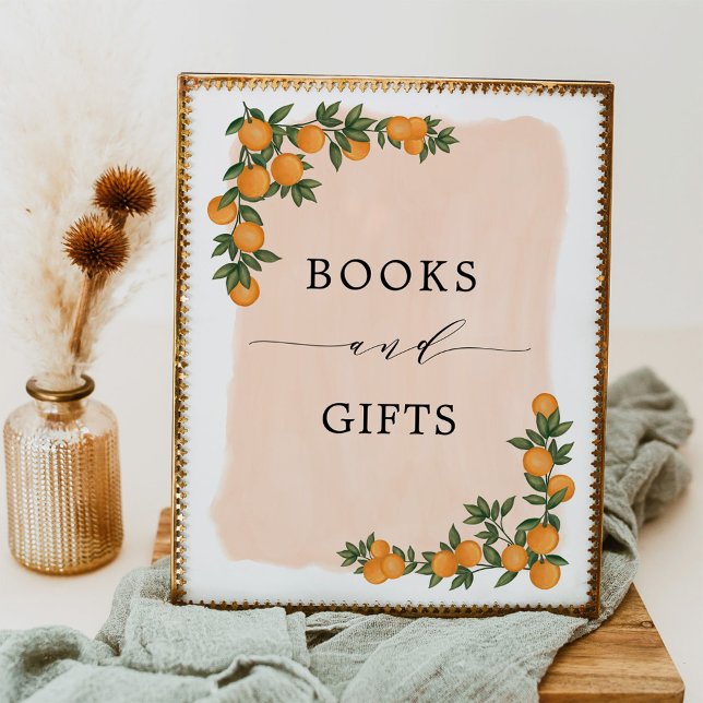 Poster Citrus Orange Greenery Cutie Books & Gifts Sinal (Criador carregado)