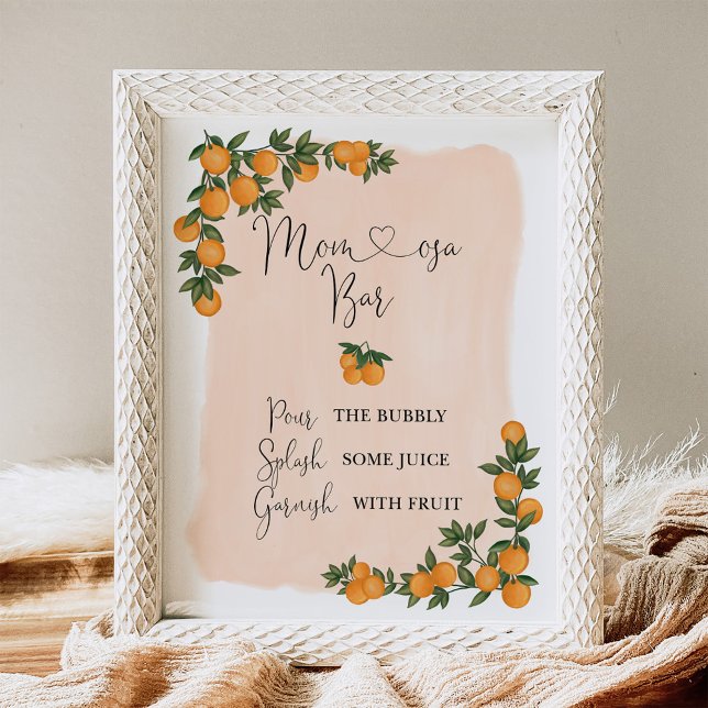 Poster Citrus Orange Greenery Cutie Momosa - Sinal de Bar (Criador carregado)