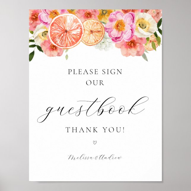 Poster Citrus rosa - Sinal de Guestbook (Frente)