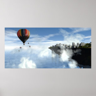 Poster City in the clouds Abstract Print