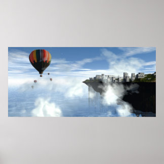 Poster City in the clouds Abstract Print