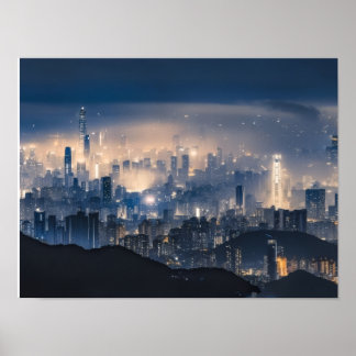 Poster "City Lights at Night Canvas - Muro Urbano Moderno