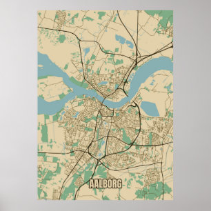 Poster City map of Aalborg, Denmark