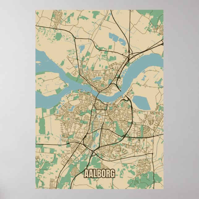 Poster City map of Aalborg, Denmark (Frente)