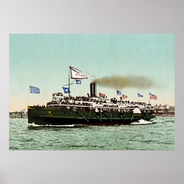 Pôster "City of Erie" Cleveland & Buffalo Line 1900 (Frente)