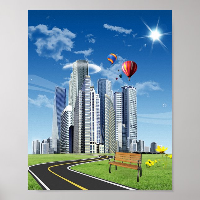 Poster City Skyline Frutiger Aero (Frente)