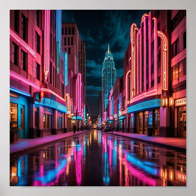 Poster City Street Night View (Frente)