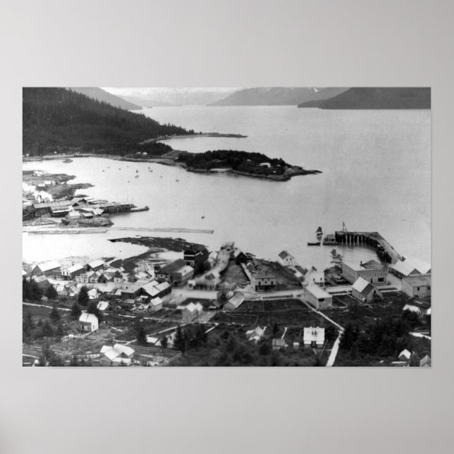 Pôster City View of Wrangell, Alaska Photograph (Frente)