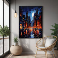 Cityscape vibrante na arte urbana noturna