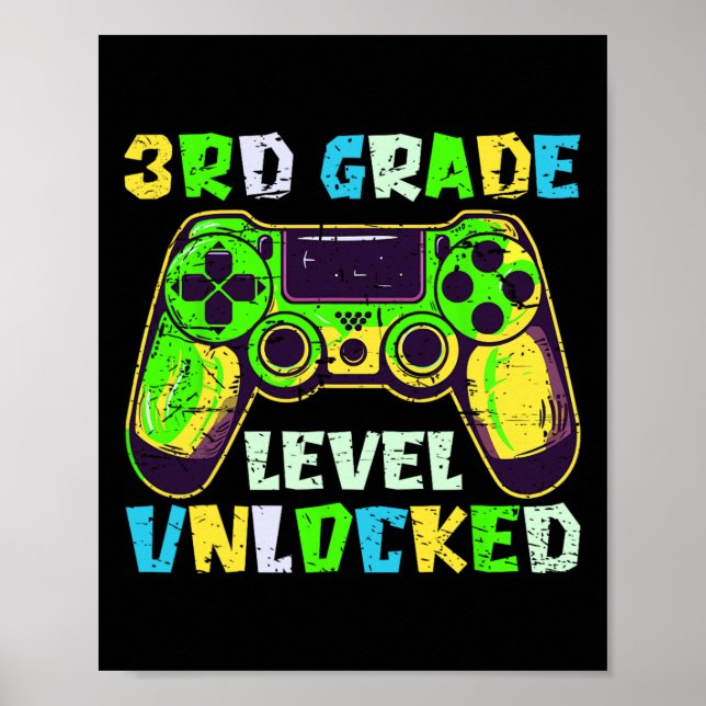 Poster Ck To School 3rd Grade Boys Gamer First Day Third  (Frente)
