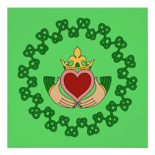 Pôster Claddagh e Green Knotwork